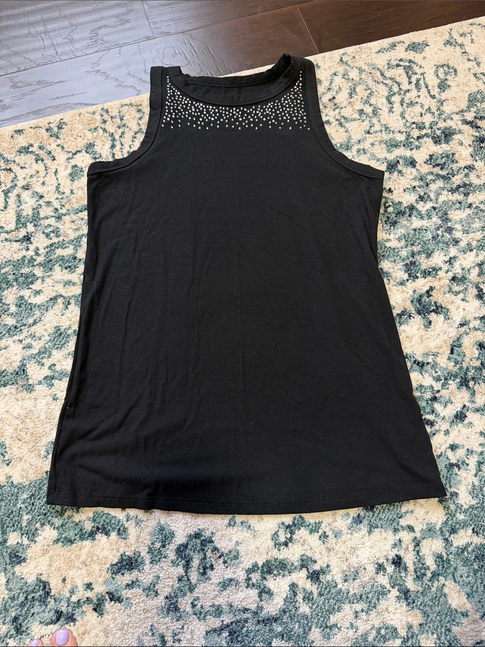 Like New Black Tank with Rhinestones
